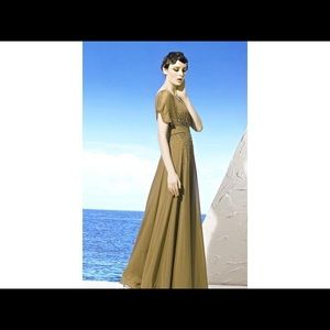 Olive beaded Chiffon dress